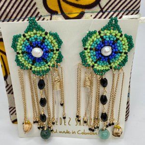 Free People Think Of You Handmade Beaded Earrings by Mercedes Salazar NWT